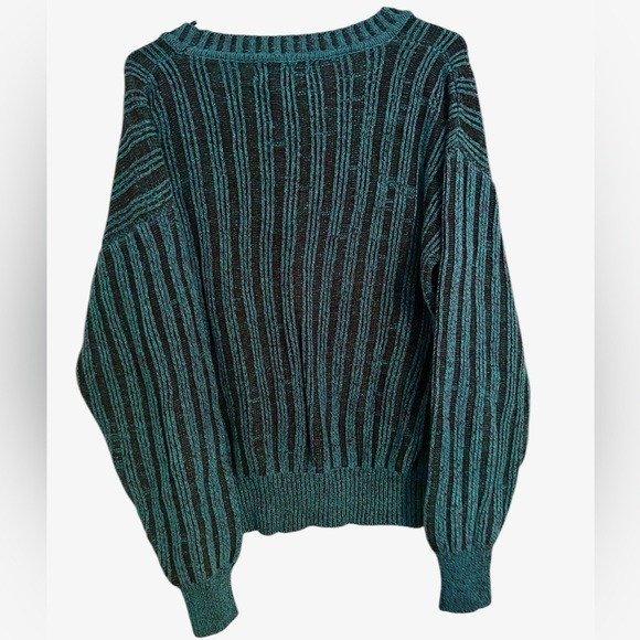 Vintage 90s Expressions Green Textured V-Neck Button-Up Cardigan Sweater Size M - Picture 4 of 5